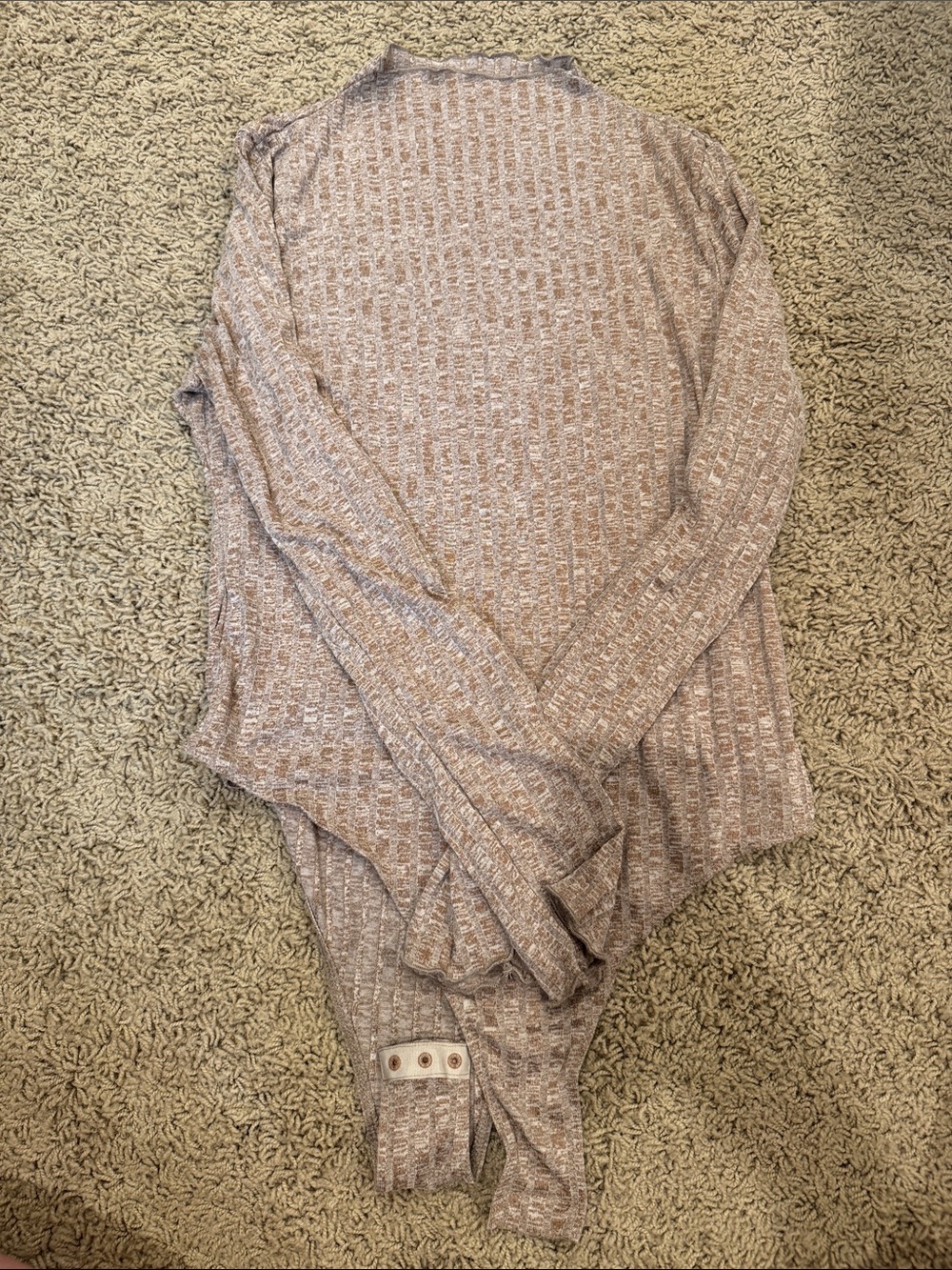SHEIN Ribbed Long-Sleeve Scoop Neck Bodysuit - Beige